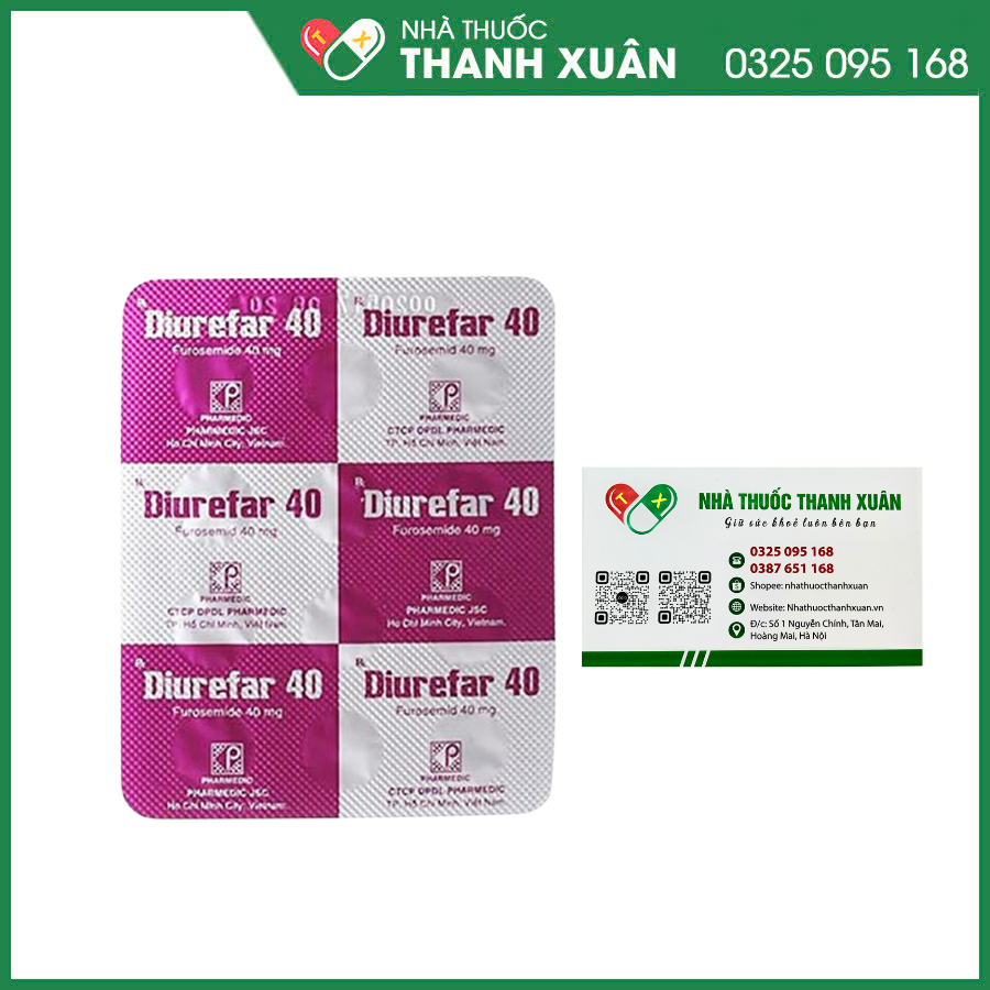 Diurefar 40 trị phù do suy tim, xơ gan, bệnh thận, tăng huyết áp